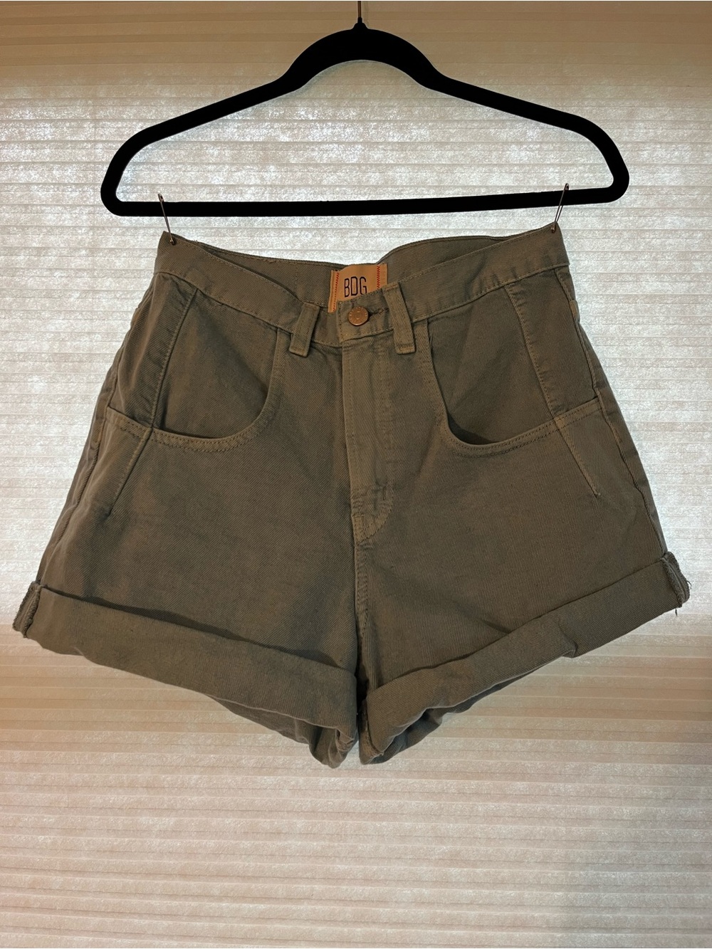 BDG Baby Blue High-Waist Rolled Hem Shorts